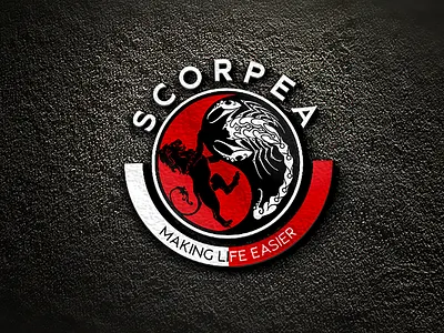 Scorpion and Lion Round Logo app bold branding business businesscard desert design entrepreneur icon identity lion logo logo maker logodesigner minimalist professional red round logo scorpion unique