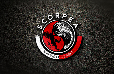 Scorpion and Lion Round Logo app bold branding business businesscard desert design entrepreneur icon identity lion logo logo maker logodesigner minimalist professional red round logo scorpion unique