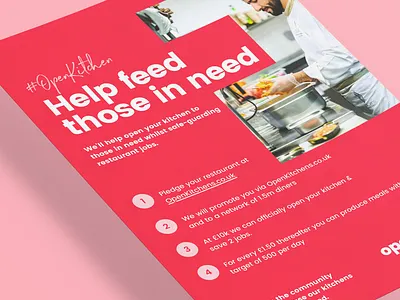 Open Kitchens Print Flyer coral flyer flyer artwork flyer design food hand drawn pink print red restaurants sans serif sanserif script