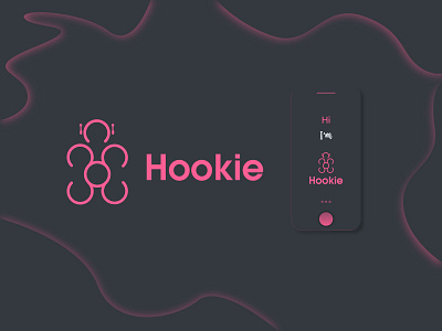 Hookie LOGO Branding android app design app black black logo dark app dark logo dark pink dark ui dark ux light pink logodesign logos logotype moblie app pink logo red robot app logo ui uiux vector