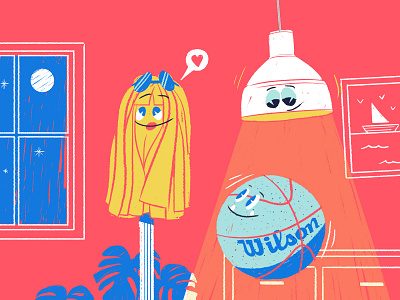 Imaginary friends ball characters corona cover covid 19 editorial home house illustration instagram lamp objects story