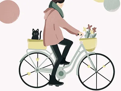 they see me rollin bycicle cat flatdesign flowers illustration illustration art ipadillustration kiasue procreate procreate illustration