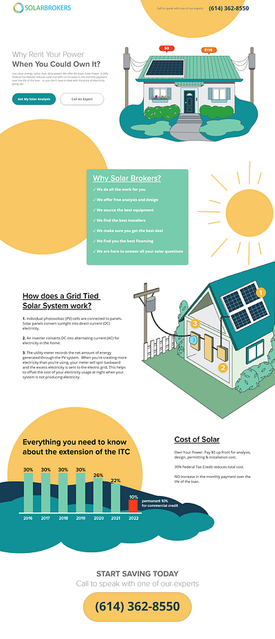 Solar Panel Website Design - One Page adobe xd digital illustration green house power solar solar panel sun turquoise website website concept website design yellow