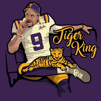 Joe Burrow Tiger King concept design football illustration joe exotic louisiana lsu national football league ncaa netflix nfl parody sports tiger tiger king zoo