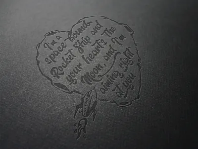 Space Bound - Song Lyrics to Typo Series bound clean concept design flat heart illustrator moon rocket simple space vector