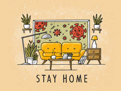 Stay Home coronavirus covid covid19 germs illustration living room plants procreate stay home virus