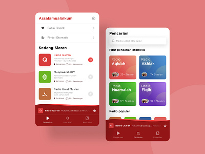 Islamic Radio app mobile app design mobile design mobile ui player radio radio app streaming ui