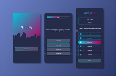 Quizzcity app art branding clean design game design illustration ui ux vector