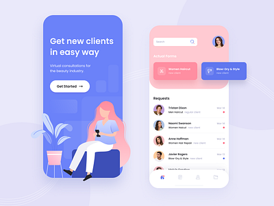 Mobile App Forward Forms app beauty industry design gradient mobile mobile app mobile ui pink typogaphy ui ui design ux ux design violet visual design workspace