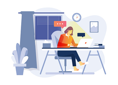 Working from Home Illustration ai download free freebie illustration psd vector