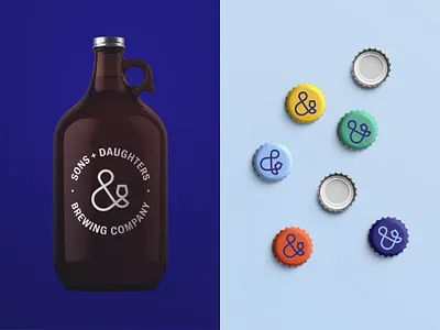 Sons + Daughters Brewing Co. Branded Products ampersand apparel beer bottle boston bottle cap branded collateral brewing daughters family growler hat identity inclusive liberty minimal revolt revolution sons