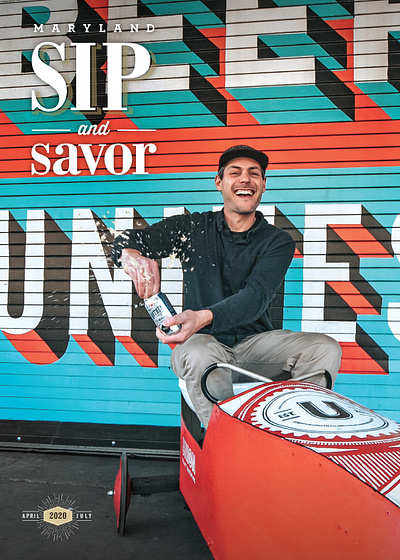 Maryland Sip & Savor - Spring 2020 Cover alcohol art direction beer branding brewery custom photography design editorial design magazine cover maryland typography