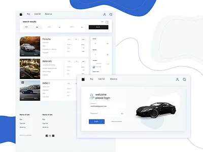 Cars marketplace blue branding cars classic design form landing list login login form online shop shop store ui web design webdesign website