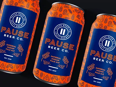 Pause Beer Co. Logo Design african beer agent orange design beer branding beverage logo brewery branding brewery logo can logo craft beer craft beer logo craftbeer label logo orange logo purple logo round logo