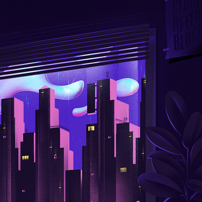 Stay Home apartment blocks city clouds corona cover dribbble hello hellodribbble home house illustration ozoyo pink purple stay home stayhome window