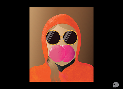 bubble butt gum character illustration design graphic graphicdesigner illustration orange speckled sunglasses texture vector woman