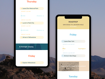 Roadtrip Itinerary Theming app itinerary mobile roadtrip schedule scss themes travel