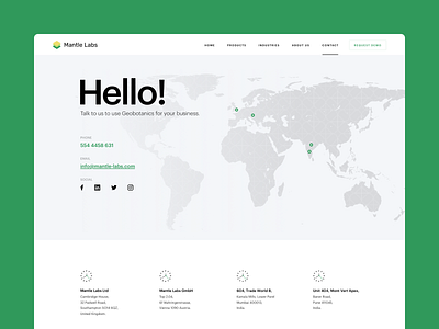 Mantle Labs - contact page contact design simple ui ux webdesign