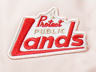 Protect Public Lands lettering patch retro script sierra club trees typography