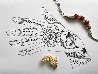 Zentangle drawing: Mehendi ornament ink drawing mehendi ornament zenart zentangle