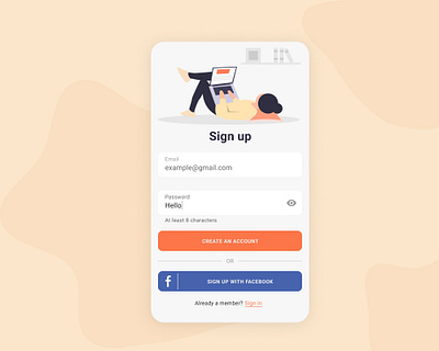Sign up page android mobile signup
