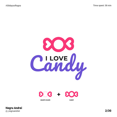 I love candy 30dayschallenge candy candy logo hearth hearth candy i love candy logo logo design logodesign love candy minimalist