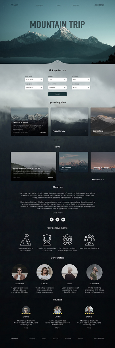 Mountain Trip – Travel Service Screen booking design form mountain mountains project screen tour travel trip ui ux webdesign