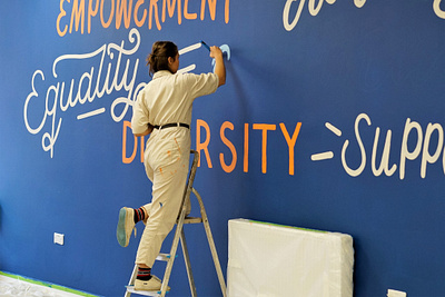 32ft Lettering Mural for a charity design hand lettering illustration lettering limited color mural passion project