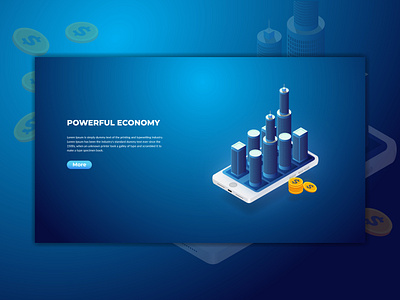 Powerful Economy Landing page 3d app background banner business design development digital flat header homepage icon illustration interface internet landing layout logo mobile page