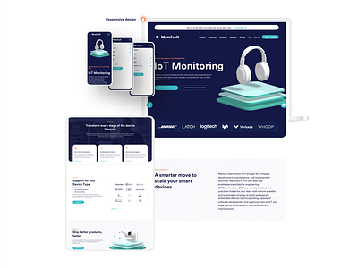 Memfault - website 3d animation blue branding clean gradient illustration modern ui ux website