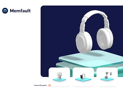 Memfault - website 3d animation blue branding clean gradient illustration modern spline ui ux website
