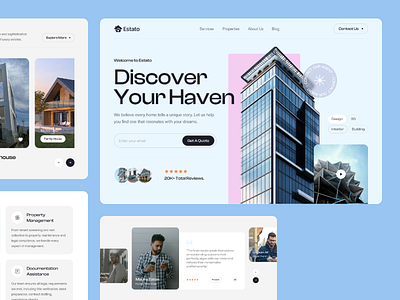 Estato - Real Estate Landing Page UI Design branding creativeweb dreamhome dribbbleshots elegantdesign homefinder landingpagedesign luxuryhomes minimaldesign mobileappui moderndesign newlisting realestate realestateapp realestatedashboard realestateui realtorlife uiinspiration uiux webdesign