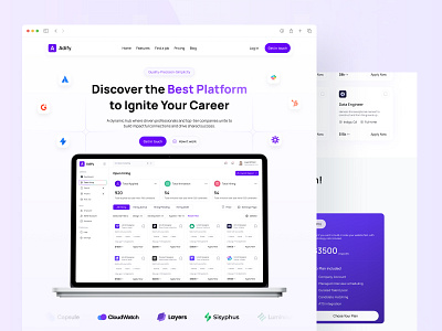 Adify-Job Finding Landing Page Design aboutus agency clean design jobfinding land landingpage pricing saas saaslandingpage ui web webdesign website webui