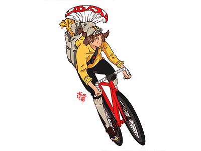 Courier art bike messenger courier illustration