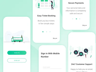 Bus Ticket Booking App - Login adobexd app design bangalore bus booking figma india login onboarding screens ticket booking travel uidesign visual design