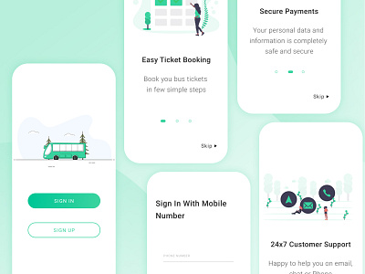 Bus Ticket Booking App - Login adobexd app design bangalore bus booking figma india login onboarding screens ticket booking travel uidesign visual design
