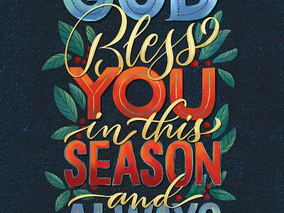 Bless brush lettering calligraphy christmas card hand lettering hand lettering holiday card illustration lettering type typography