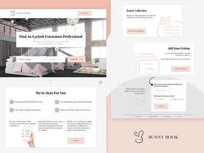 Bunny Book Landing Page branding design flat landing landing page minimal search typography web web design website