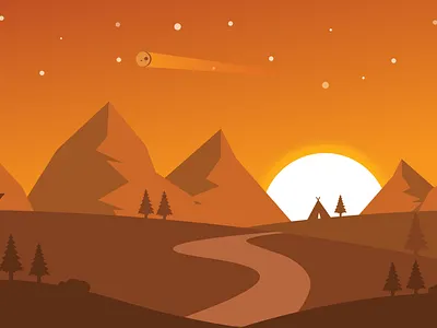 Dusty Sunset Flat Vector Illustration flat illustration flatdesign illustration art illustrator mountains sunset vector vector illustration