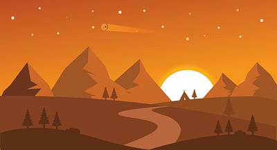 Dusty Sunset Flat Vector Illustration flat illustration flatdesign illustration art illustrator mountains sunset vector vector illustration