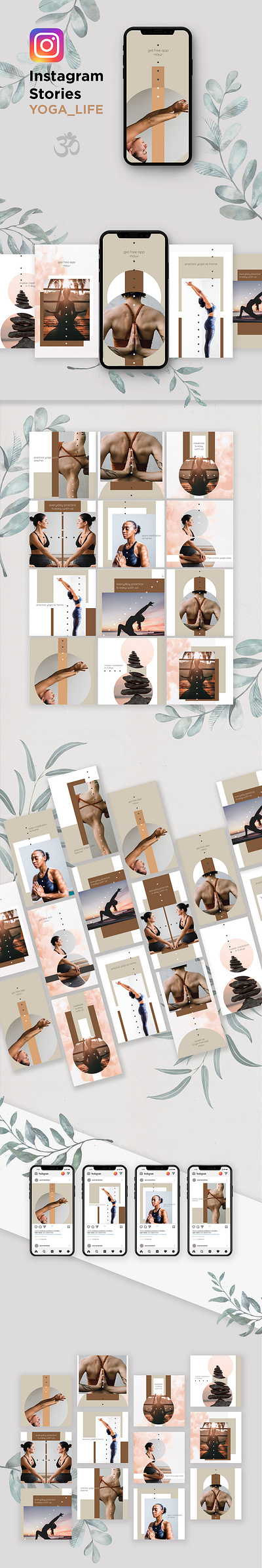 yoga class social media ads aftereffects banners design vertical instagram iphonex lifestyle blog mockup namaste socialmedia ui ux yoga yoga pose