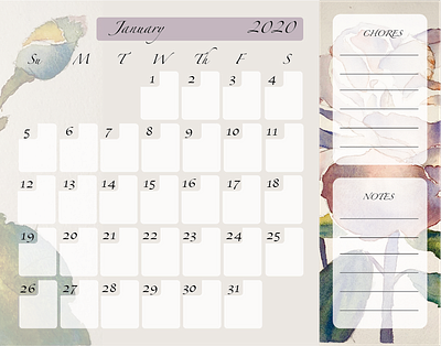 Floral Calendar adobe creative suite calendar design flower power illustration ui