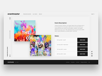 Daily UI: Day 70 - Event Page branding clean colour design event illustration list logo minimal modern monochrome simple ui ui design ux web