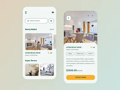 House Rental App UI app application house rental ios minimalist mobile app design ui ux visual design
