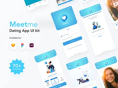 MeetMe app UI kit android app branding dating dating app dating ui kit dating website design illustration ios kit mobile typography ui ui kit ux