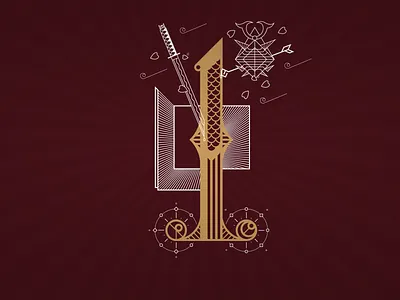 36daysoftype – 1 1 36days 36daysoftype art deco japan letter lettering samurai type typo