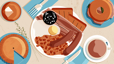 Top 10 Foods and Drinks You Have To Try In The United Kingdom design editorial editorial illustration food illustration illustrator minimal vector