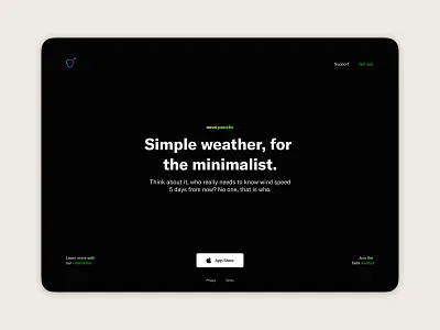 Weather app — Landing page concept (2 of 3) app landing page ios app landing page product design visual design weather app