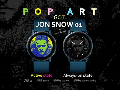 Pop Art GOT Jon Snow 01 illustration rosinski rémi rémi rosinski samsung samsung galaxy watch