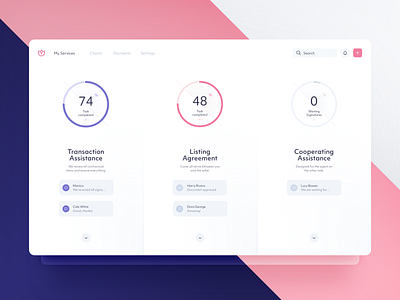 Services Section - UI Design analytics charts comments dashboard data design design system dtail interaction interface minimal notifications platform project management real estate services tracking transaction ui ux ui design